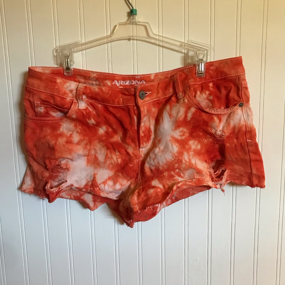 orange tie dye shorts